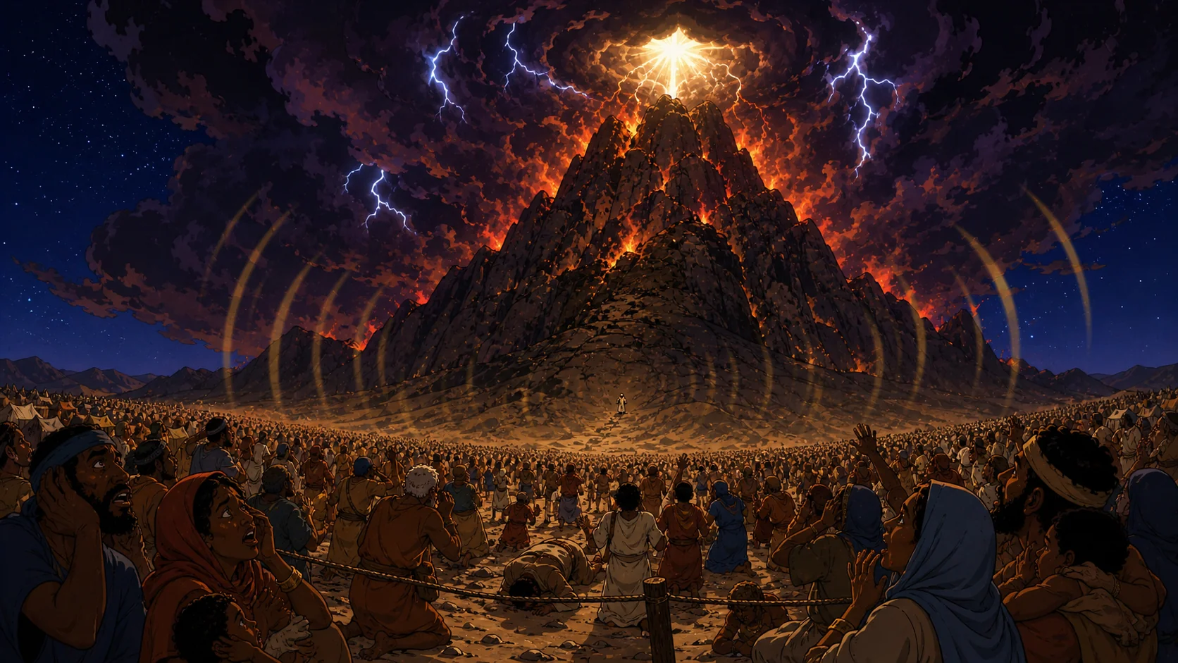 Mount Sinai — fire, smoke, and the voice of God, Exodus 19