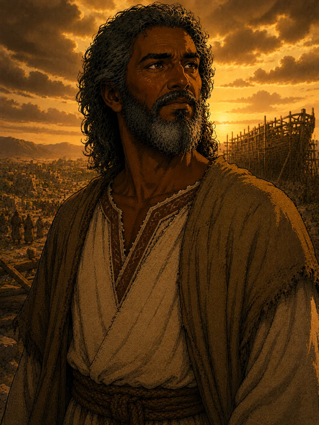Noach (Noah) — the righteous man who built the ark, survived the flood, and became father of all post-flood nations