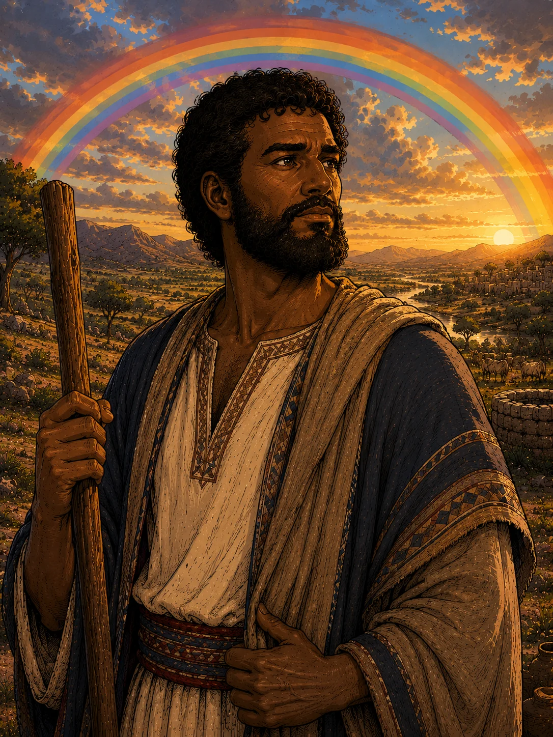 Shem — eldest son of Noah, ancestor of the Semitic peoples; through his line comes Abraham, Isaac, Jacob, and the entire Israelite nation
